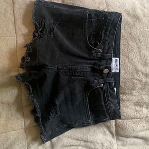 Black denim shorts